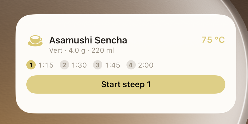 Pekoe Tea Timer Home Screen widget in Light appearance