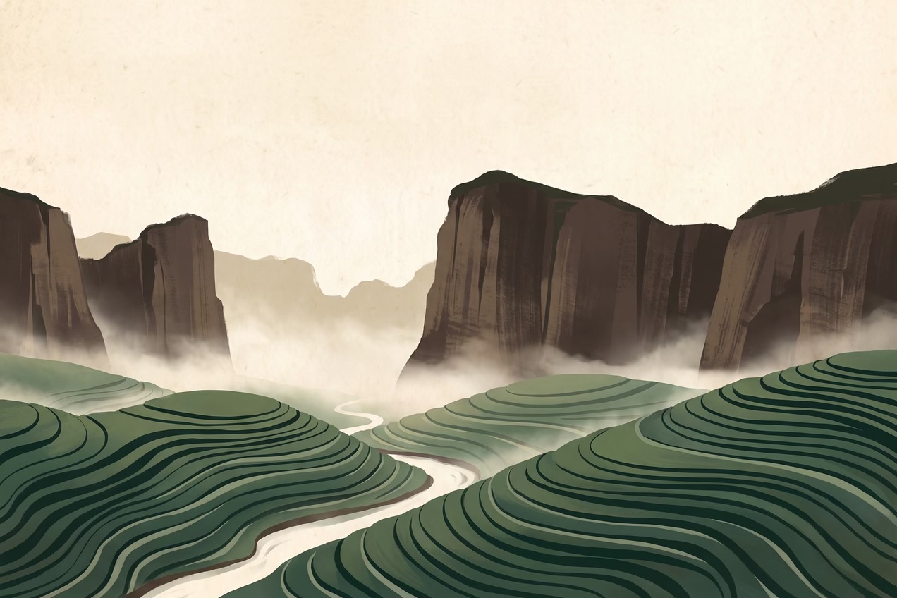 Painted view of the region