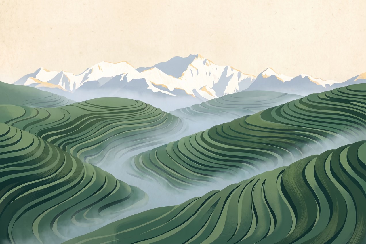 Painted view of the region